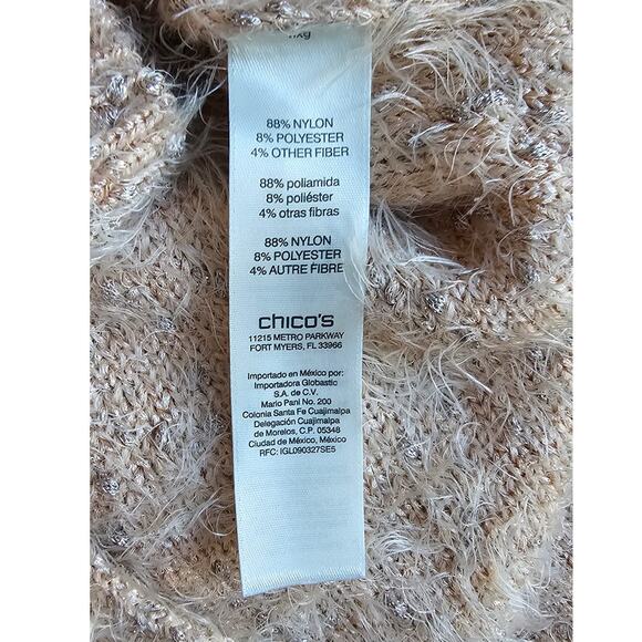 Chico's Size 0 Eyelash Shine Pullover Sweater Women S Pale Pink Grunge Cozy Soft - Picture 8 of 9